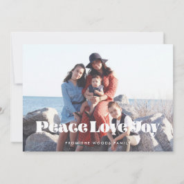 Peace Love Joy  Retro Inspirerend Foto Feestdagenkaart