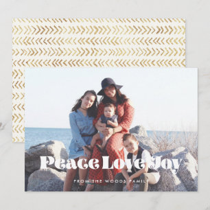 Peace Love Joy  Retro Inspirerend Foto Feestdagenkaart