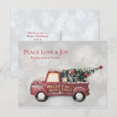 Peace Love & Joy Rode Speelgoed Truck Levering Feestdagenkaart (Voorkant / Achterkant)