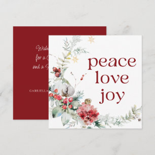 Peace Love Joy Rode Witte Plein Vakantie Kaart