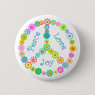 Peace Love Joy Ronde Button 5,7 Cm