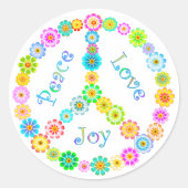 Peace Love Joy Ronde Sticker (Voorkant)