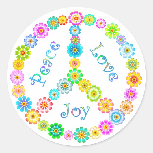 Peace Love Joy Ronde Sticker (Voorkant)