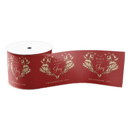 Peace Love Joy Rood Goud gepersonaliseerd Grosgrain Lint
