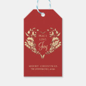 Peace Love Joy Rood Goud Kerstmis Cadeaulabel (Voorkant)