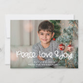 Peace Love Joy Schattigee kerstfoto Feestdagenkaart (Voorkant)