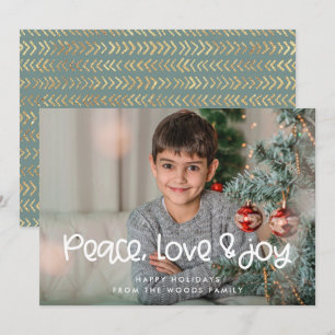Peace Love Joy Schattigee kerstfoto Feestdagenkaart
