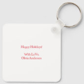 Peace, Love & Joy - Schattigee retro kerstboom Sleutelhanger (Achterkant)