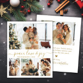 Peace Love Joy Script 4 Foto Christmas Kaart