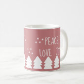 Peace Love Joy Script Soft Roze kerstkoffie Koffiemok (Voorkant rechts)