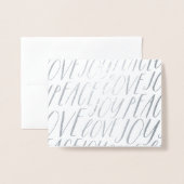 Peace Love Joy Silver Foil Wenskaart voor kerstmis Folie Kaarten (Voorkant met envelop)