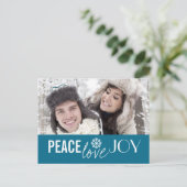 Peace Love Joy Sky Snowflake Vakantie Briefkaarten (Staand voorkant)