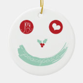 Peace Love Joy Smiling Face Funny Kerstfoto Keramisch Ornament (Voorkant)