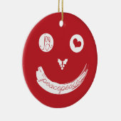 Peace Love Joy Smiling Face Funny Kerstfoto Keramisch Ornament (Rechts)