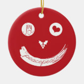 Peace Love Joy Smiling Face Funny Kerstfoto Keramisch Ornament (Voorkant)