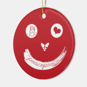 Peace Love Joy Smiling Face Funny Kerstfoto Keramisch Ornament (Links)