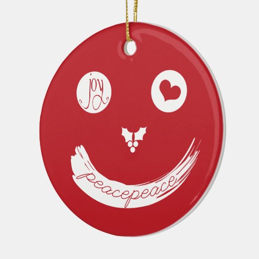Peace Love Joy Smiling Face Funny Kerstfoto Keramisch Ornament (Links)