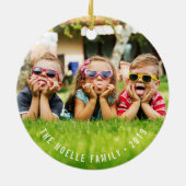 Peace Love Joy Smiling Face Funny Kerstfoto Keramisch Ornament (Achterkant)