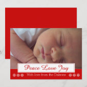 Peace Love Joy sneeuwt moderne kerstfoto Feestdagenkaart (Voorkant / Achterkant)