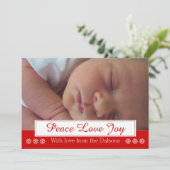 Peace Love Joy sneeuwt moderne kerstfoto Feestdagenkaart (Staand voorkant)