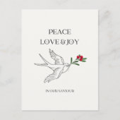 Peace Love Joy Snowbird Kerstpost Briefkaart (Voorkant)