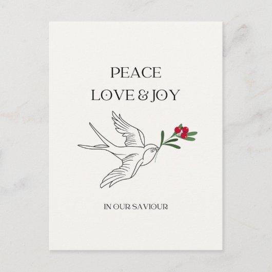 Peace Love Joy Snowbird Kerstpost Briefkaart (Voorkant)