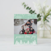 Peace Love Joy Snowflakes Winter Wonderland Trees Feestdagenkaart (Staand voorkant)
