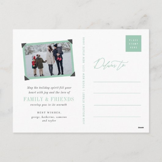 Peace Love Joy Snowflakes Winter Wonderland Trees Feestdagenkaart (Achterkant)