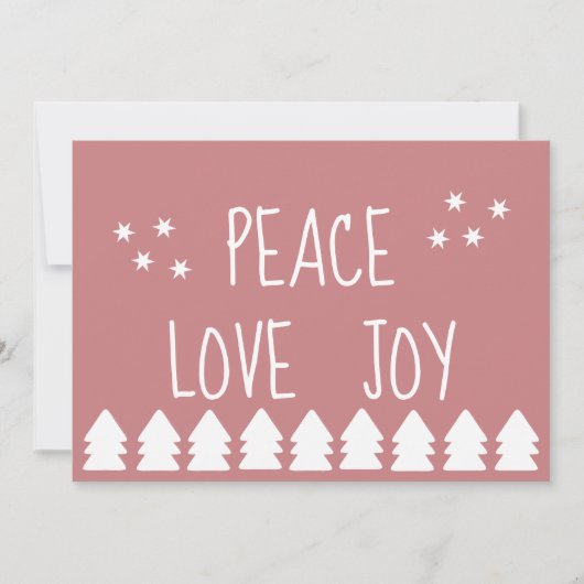 Peace Love Joy |Soft Pink Holiday Card Feestdagenkaart (Voorkant)