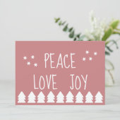 Peace Love Joy |Soft Pink Holiday Card Feestdagenkaart (Staand voorkant)