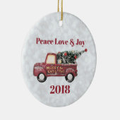 Peace Love & Joy  Speelgoed Truck Keramisch Ornament (Rechts)
