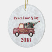Peace Love & Joy  Speelgoed Truck Keramisch Ornament (Links)
