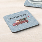 Peace Love & Joy Speelgoed Truck Merry Kerstmis Bier Onderzetter (Linkerzijde)