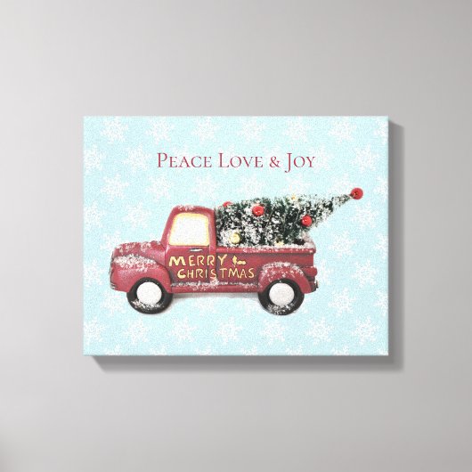 Peace Love & Joy Speelgoed Truck Merry Kerstmis Canvas Afdruk (Voorkant)