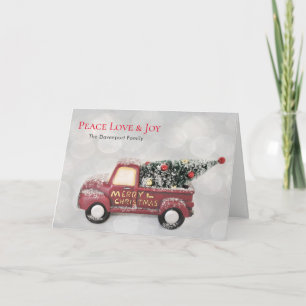 Peace Love & Joy Speelgoed Truck Merry Kerstmis Feestdagen Kaart