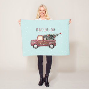 Peace Love & Joy Speelgoed Truck Merry Kerstmis Fleece Deken