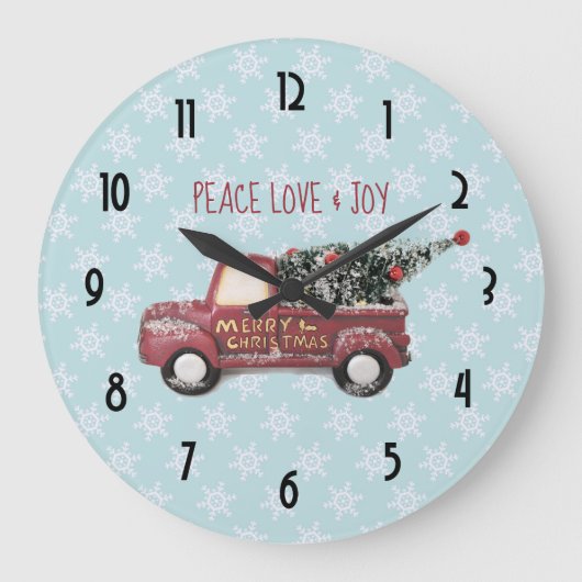 Peace Love & Joy Speelgoed Truck Merry Kerstmis Grote Klok (Voorkant)