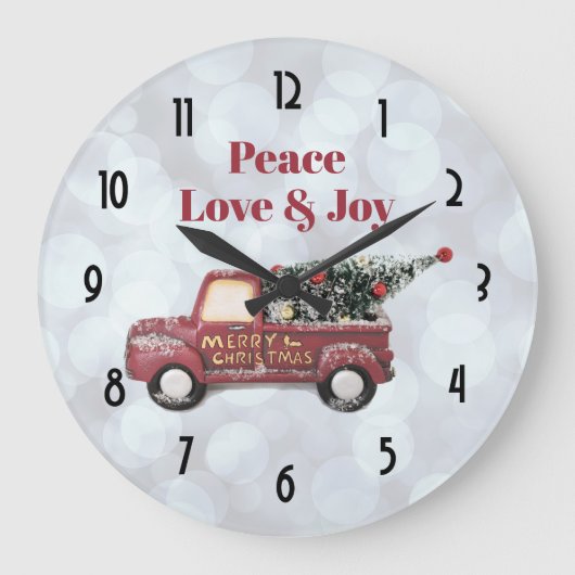 Peace Love & Joy Speelgoed Truck Merry Kerstmis Grote Klok (Voorkant)