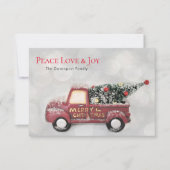 Peace Love & Joy Speelgoed Truck Merry Kerstmis Kaart (Voorkant)