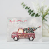 Peace Love & Joy Speelgoed Truck Merry Kerstmis Kaart (Staand voorkant)