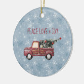 Peace Love & Joy Speelgoed Truck Merry Kerstmis Keramisch Ornament (Links)