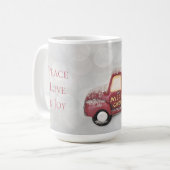 Peace Love & Joy Speelgoed Truck Merry Kerstmis Koffiemok (Voorkant links)