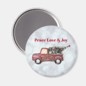 Peace Love & Joy Speelgoed Truck Merry Kerstmis Magneet (Voorkant / Achterkant)