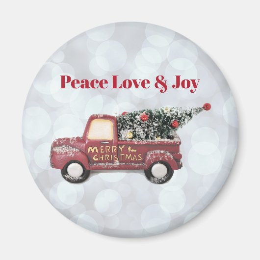 Peace Love & Joy Speelgoed Truck Merry Kerstmis Magneet (Voorkant)