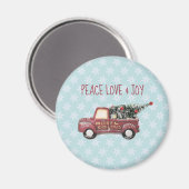 Peace Love & Joy Speelgoed Truck Merry Kerstmis Magneet (Voorkant / Achterkant)