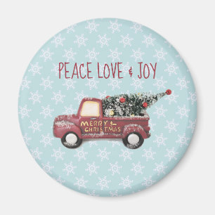 Peace Love & Joy Speelgoed Truck Merry Kerstmis Magneet