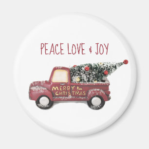 Peace Love & Joy Speelgoed Truck Merry Kerstmis Magneet