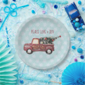 Peace Love & Joy Speelgoed Truck Merry Kerstmis Papieren Bordje (Feest)
