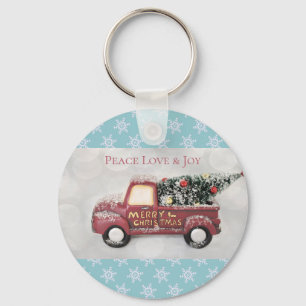 Peace Love & Joy Speelgoed Truck Merry Kerstmis Sleutelhanger
