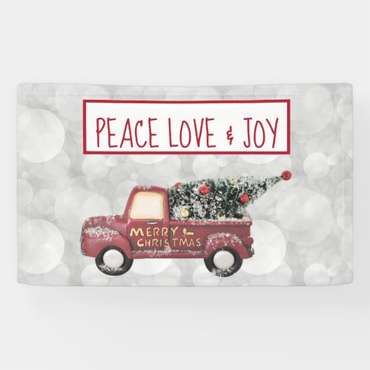Peace Love & Joy Speelgoed Truck Merry Kerstmis Spandoek (Horizontaal)